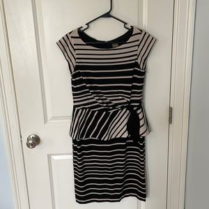 Taylor Black & Cream Striped Dress